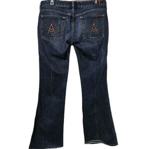 7 For All Mankind Jeans Women 32 Blue A Pocket Flare Low-Rise Dark Wash Boho